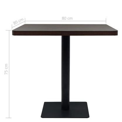 Dark Ash Bistro Table 80x80x75 cm - MDF & Steel Square Design
