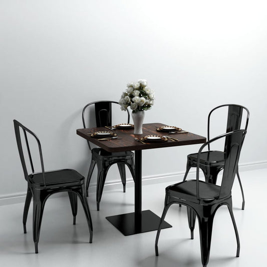 Dark Ash Bistro Table 80x80x75 cm - MDF & Steel Square Design