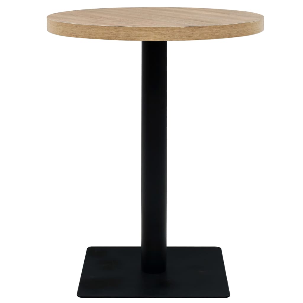 Oak Bistro Table - Round MDF & Steel, 60x75 cm