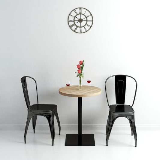 Oak Bistro Table - Round MDF & Steel, 60x75 cm