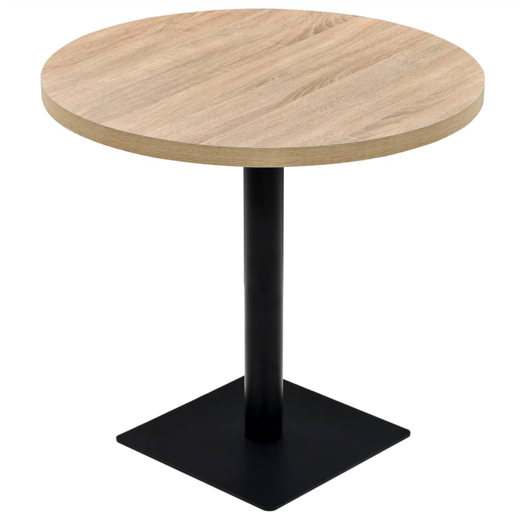 Oak Bistro Table Round 80x75 cm | MDF & Steel Design