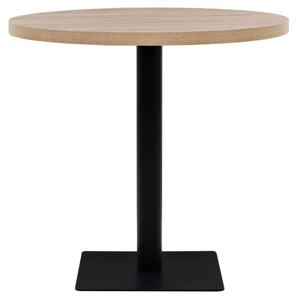Oak Bistro Table Round 80x75 cm | MDF & Steel Design