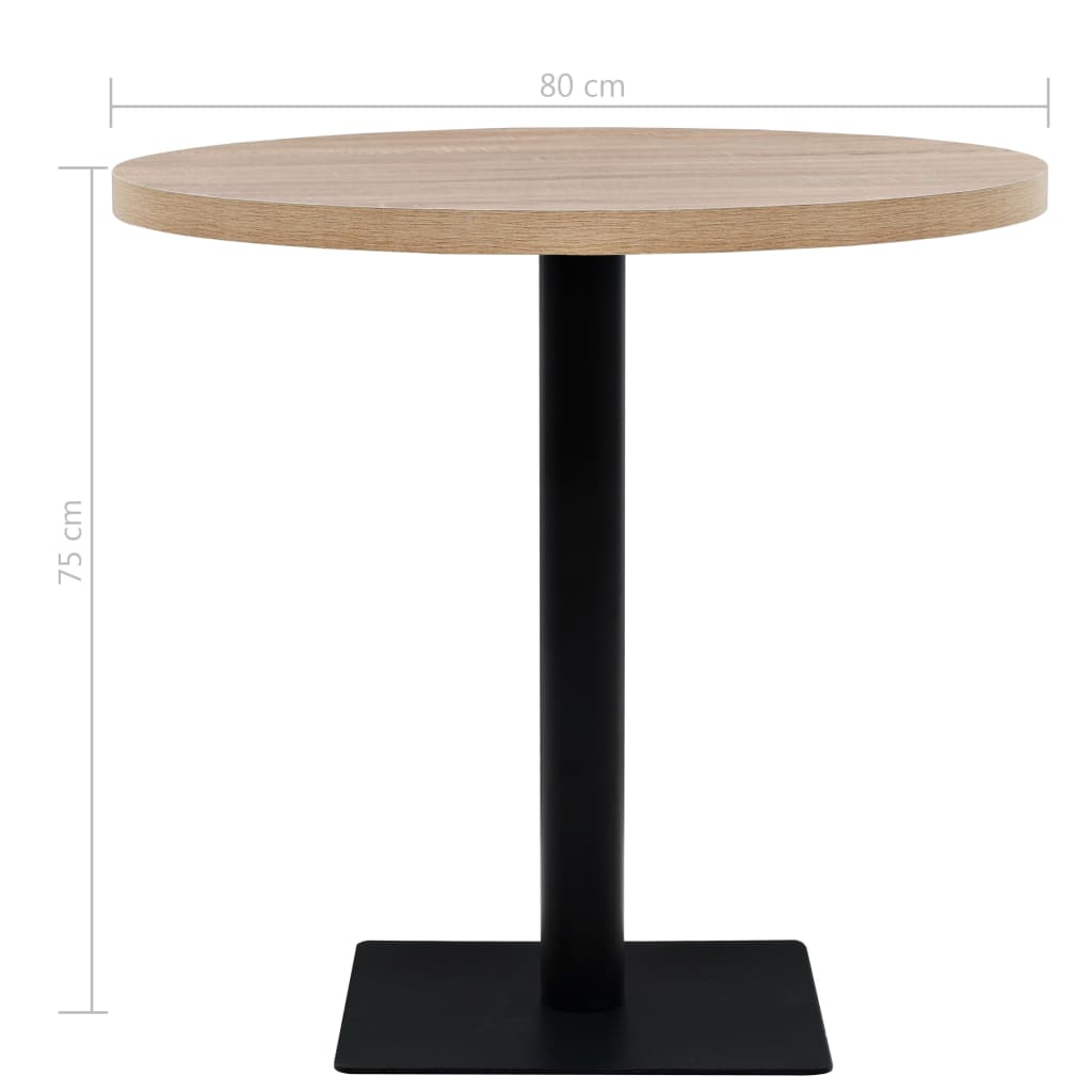 Oak Bistro Table Round 80x75 cm | MDF & Steel Design