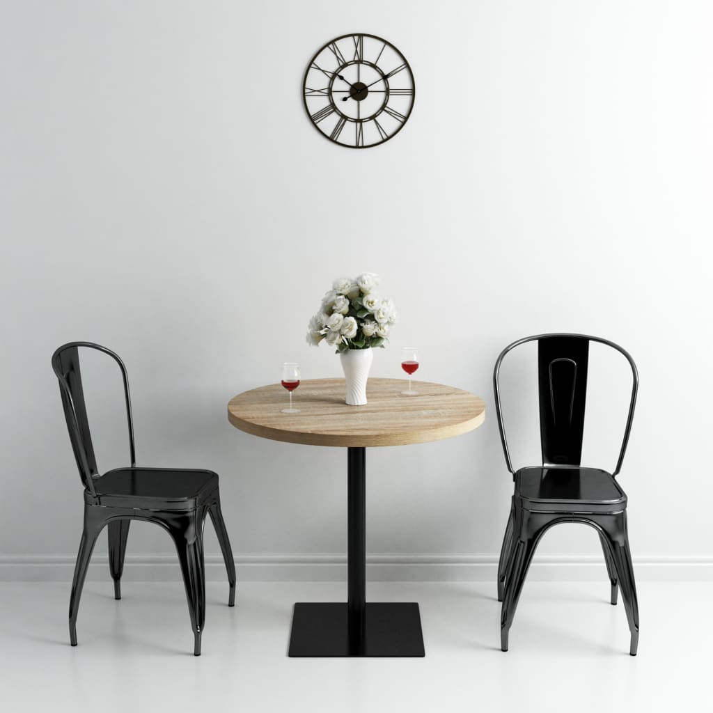 Oak Bistro Table Round 80x75 cm | MDF & Steel Design