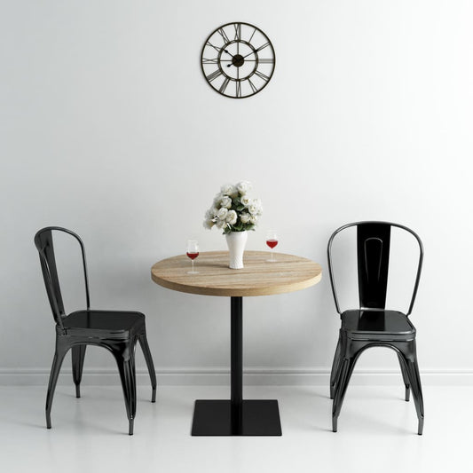 Oak Bistro Table Round 80x75 cm | MDF & Steel Design