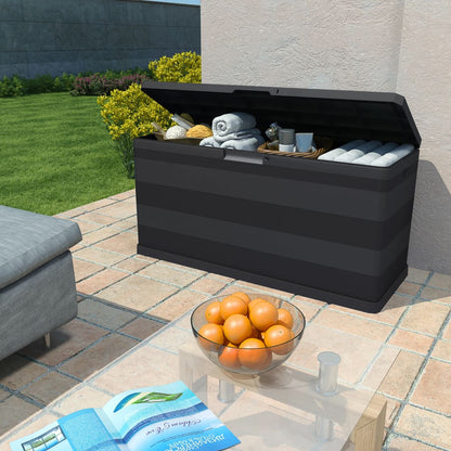 Black Garden Storage Box 117x45x56 cm - Durable Outdoor Solution