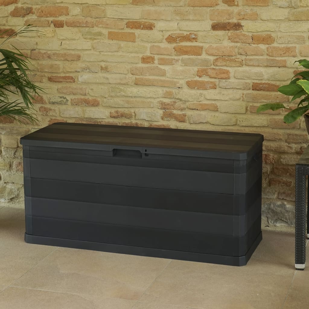 Black Garden Storage Box 117x45x56 cm - Durable Outdoor Solution
