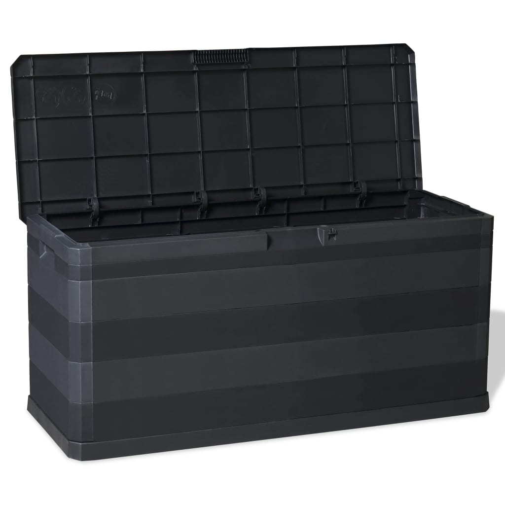 Black Garden Storage Box 117x45x56 cm - Durable Outdoor Solution