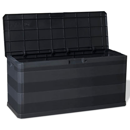 Black Garden Storage Box 117x45x56 cm - Durable Outdoor Solution