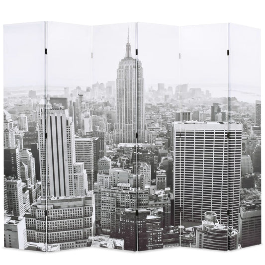 Folding Room Divider 228x170 cm - NY Day Black & White Canvas