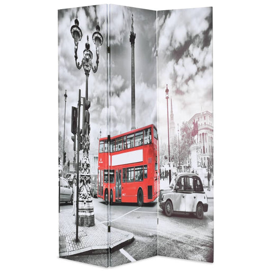 London Bus Folding Room Divider 120x170cm - Black & White Canvas