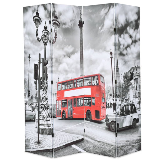 London Bus Black & White Folding Room Divider, 160x170 cm Fabric