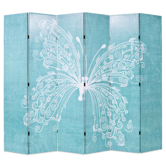 Butterfly Blue Folding Room Divider, 228x170 cm – Stylish Privacy Panel