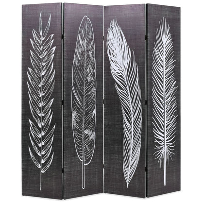 Feathers Black & White 160x170 cm Folding Room Divider Canvas