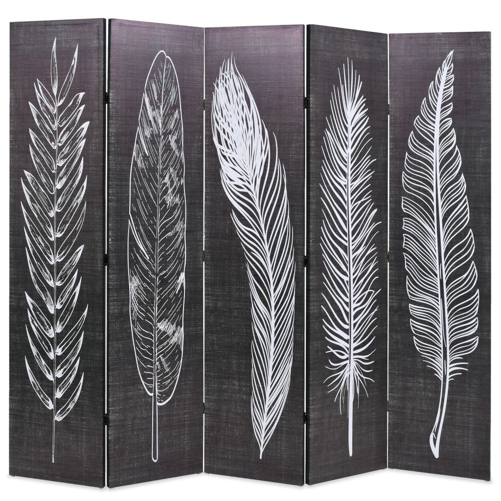 Black & White Feather Room Divider, 200x170 cm, Folding Design