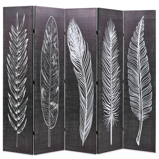 Black & White Feather Room Divider, 200x170 cm, Folding Design