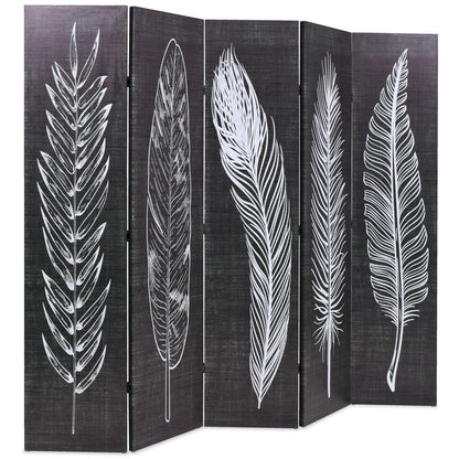 Black & White Feather Room Divider, 200x170 cm, Folding Design