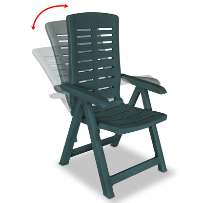 Green Plastic Reclining Garden Chairs Set of 2 - Durable & Stylish