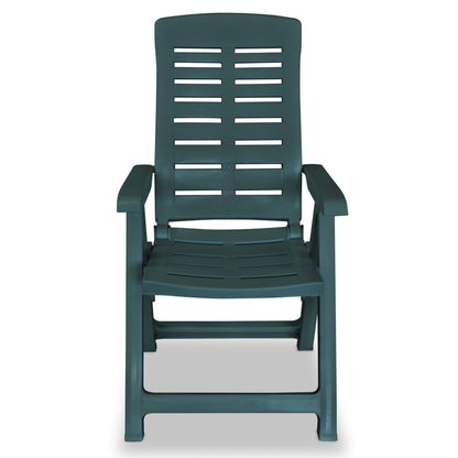 Set of 4 Green Plastic Reclining Garden Chairs - Comfortable & Stylish