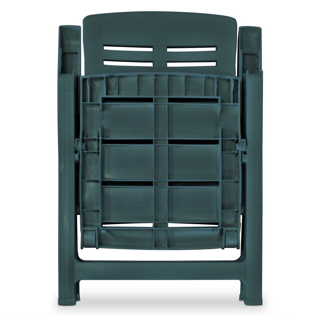 6-Piece Green Plastic Reclining Garden Chairs Set