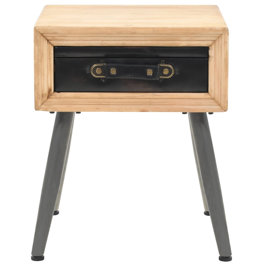 Solid Fir Wood Bedside Table - 43x38x50cm, Rustic Charm