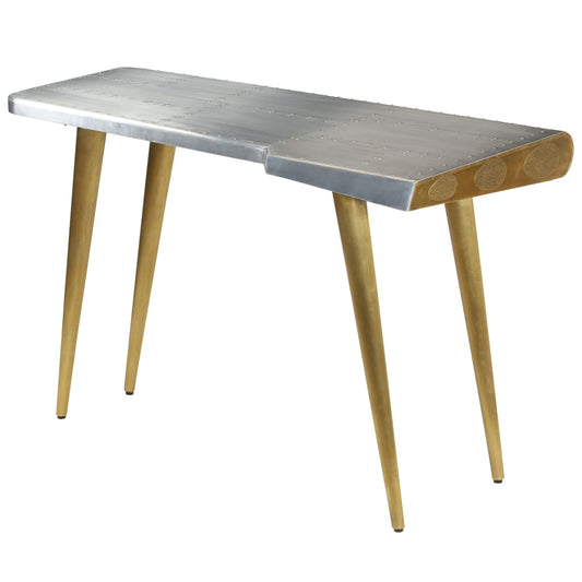 Vintage Aviator Writing Desk - Aircraft Style, 120x60x76 cm, Aluminum