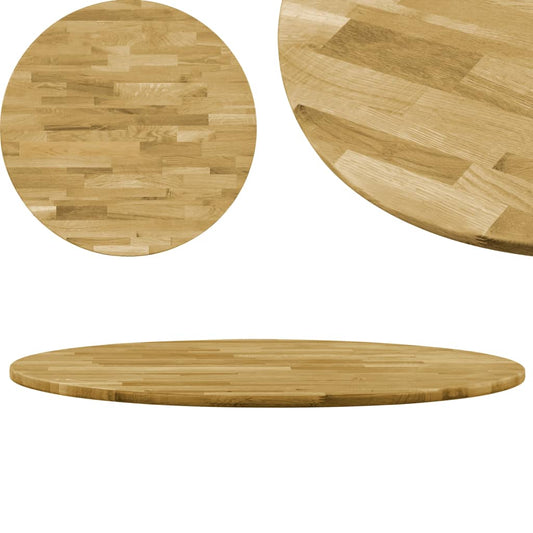 Solid Oak Wood Round Tabletop, 23mm Thick, 700mm Diameter