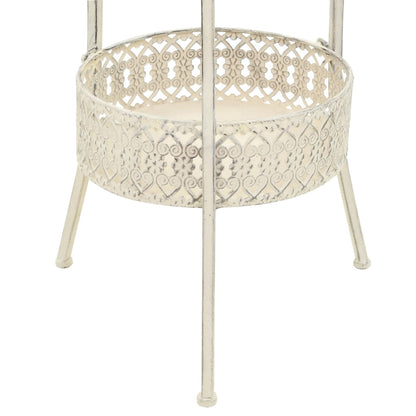 Vintage-Style Round Bistro Table - White Metal, 40x70 cm