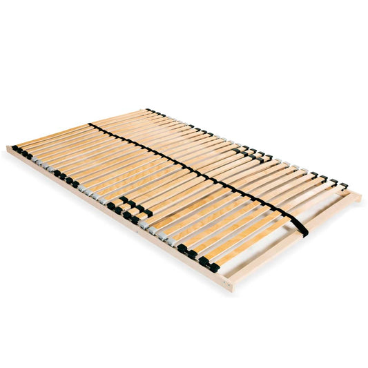 7-Zone Slatted Bed Base, 28 Slats, 140x200 cm, Wood Finish