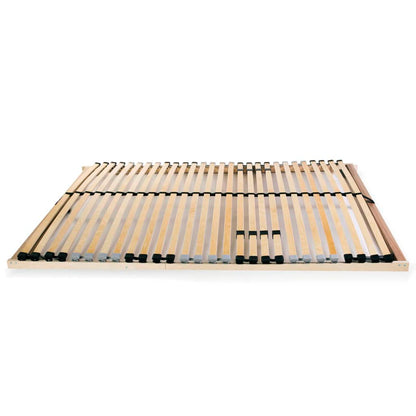 7-Zone Slatted Bed Base, 28 Slats, 140x200 cm, Wood Finish