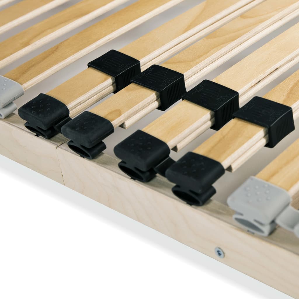 7-Zone Slatted Bed Base, 28 Slats, 140x200 cm, Wood Finish