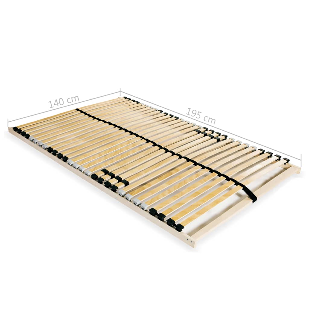7-Zone Slatted Bed Base, 28 Slats, 140x200 cm, Wood Finish