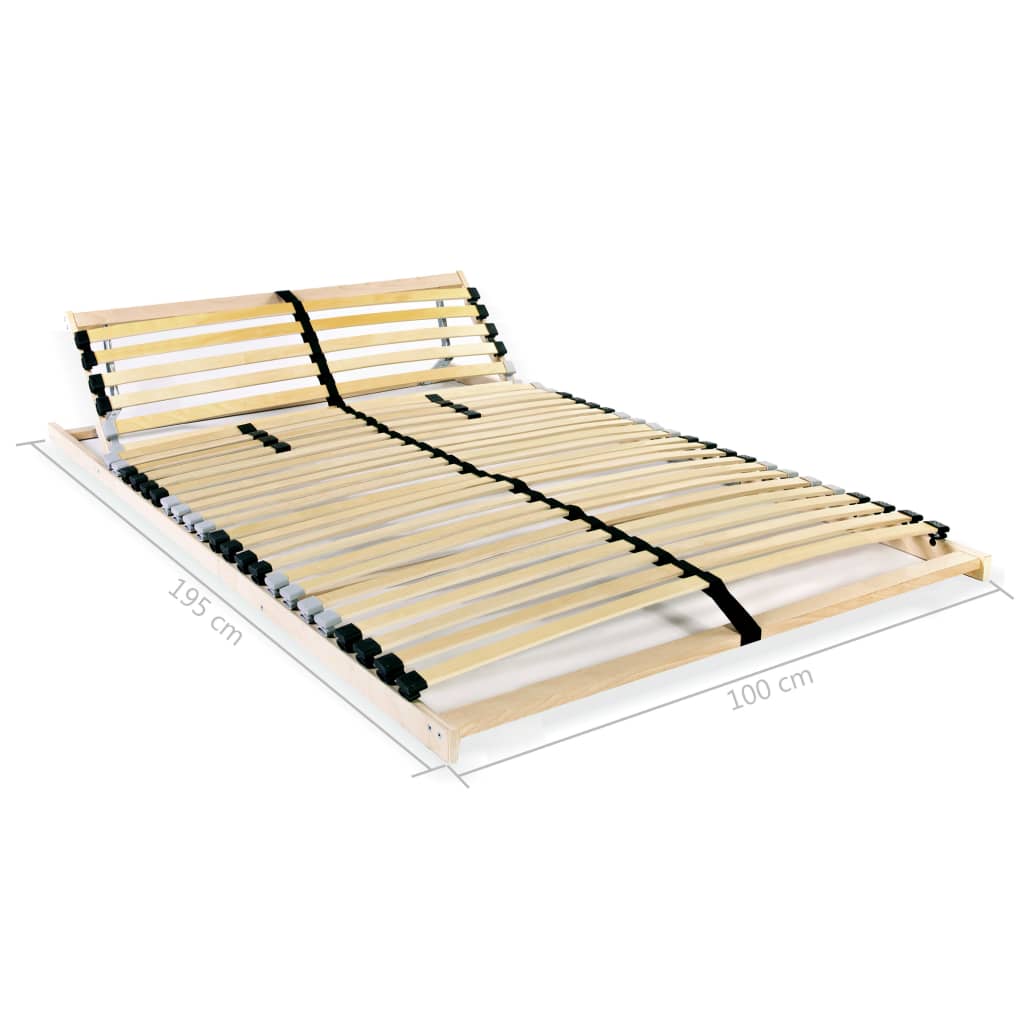 Beech Slatted Bed Base, 28 Slats, 7 Zones, 100x200 cm