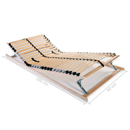 Premium 28-Slat 7-Zone Bed Base, 90x200 cm - Wood Finish