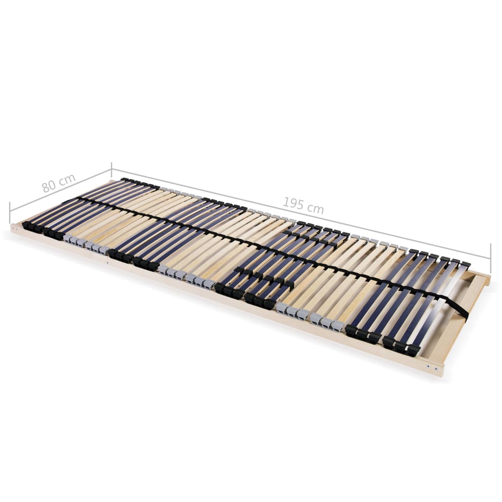 Premium 42-Slat Bed Base, 7 Zones, 80x200 cm, Natural Wood