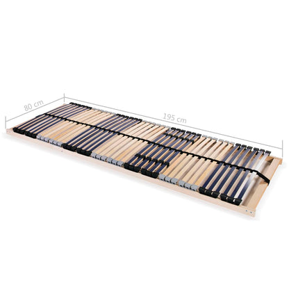 Premium 42-Slat Bed Base, 7 Zones, 80x200 cm, Natural Wood