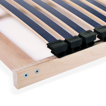 Premium Slatted Bed Base 140x200 cm, 42 Slats, 7 Zones, Wood