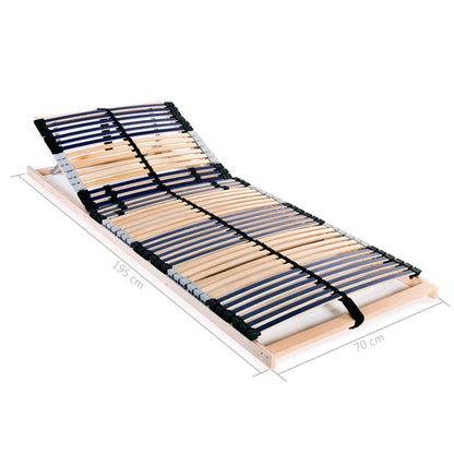 7 Zone Slatted Bed Base, 42 Slats, 70x200 cm, Durable Wood