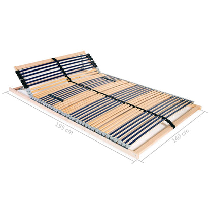Premium 42-Slat Bed Base 7 Zones, 140x200 cm - Wood Finish