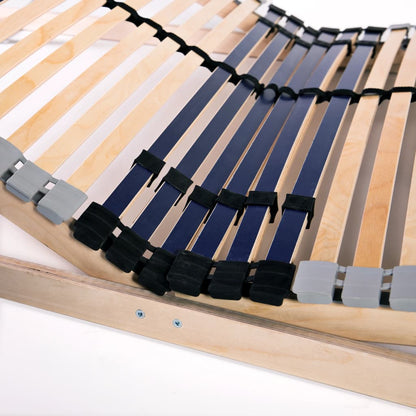 7-Zone Wooden Slatted Bed Base 120x200 cm - 42 Slats, No Mattress