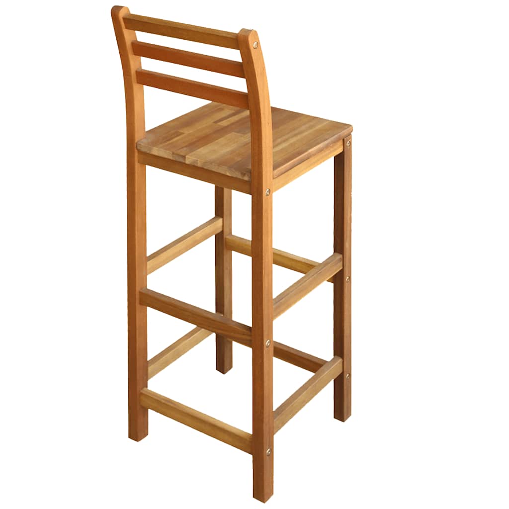 Bar Chairs Set of 2 in Solid Acacia Wood - Durable & Stylish Seating