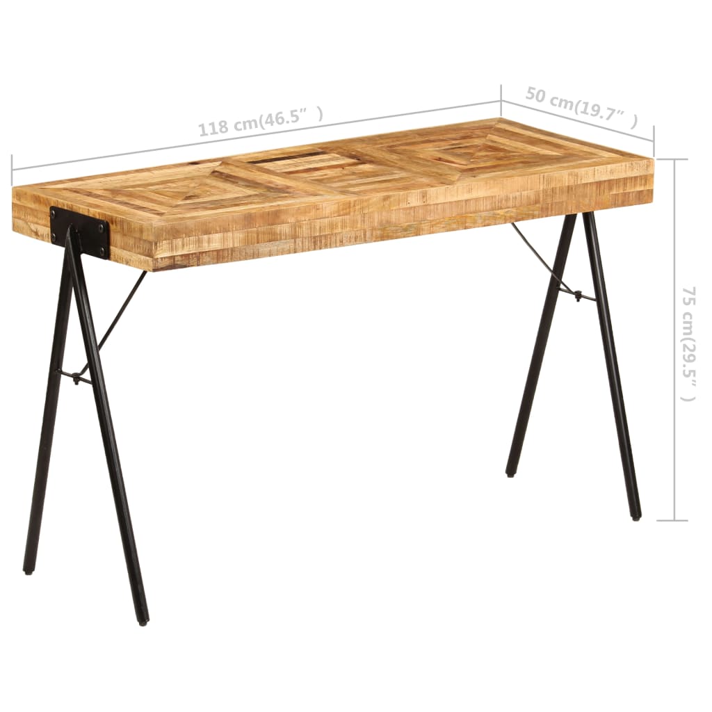 Solid Mango Wood Writing Table - 118x50x75 cm - Natural Finish