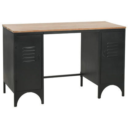 Solid Firwood & Steel Double Pedestal Desk 120x50x76 cm