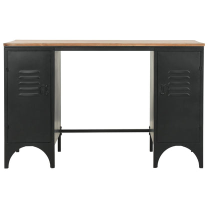 Solid Firwood & Steel Double Pedestal Desk 120x50x76 cm