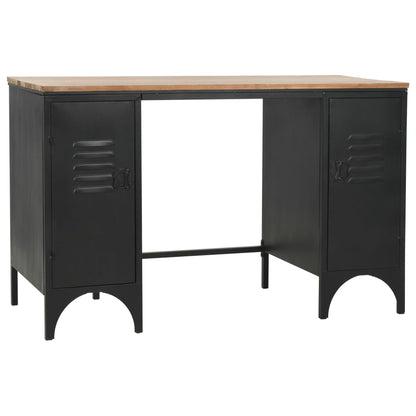 Solid Firwood & Steel Double Pedestal Desk 120x50x76 cm