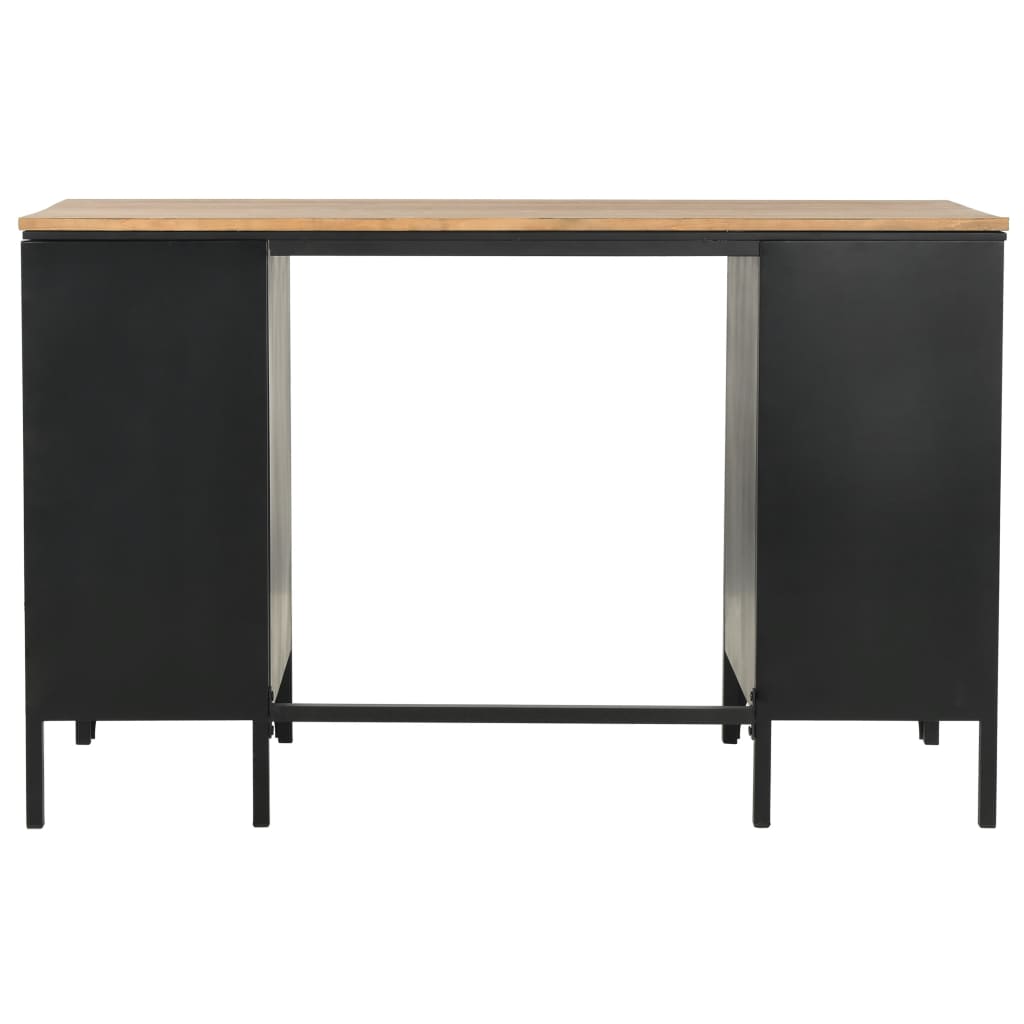 Solid Firwood & Steel Double Pedestal Desk 120x50x76 cm