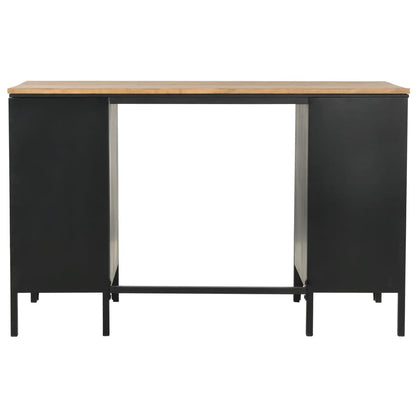 Solid Firwood & Steel Double Pedestal Desk 120x50x76 cm