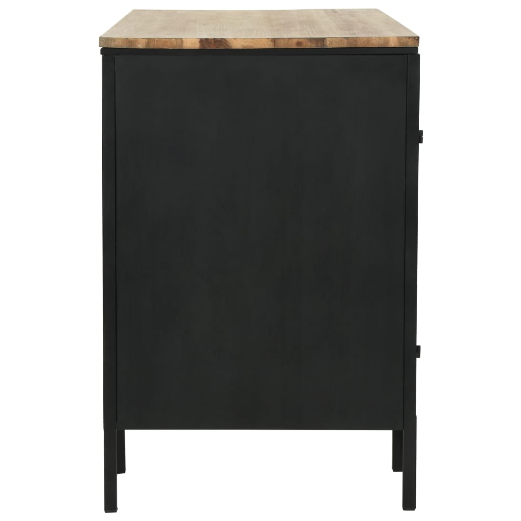 Solid Firwood & Steel Double Pedestal Desk 120x50x76 cm
