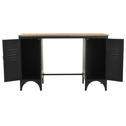 Solid Firwood & Steel Double Pedestal Desk 120x50x76 cm