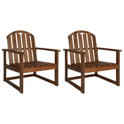 Solid Acacia Wood Garden Sofa Chairs, Set of 2 Outdoor Seating